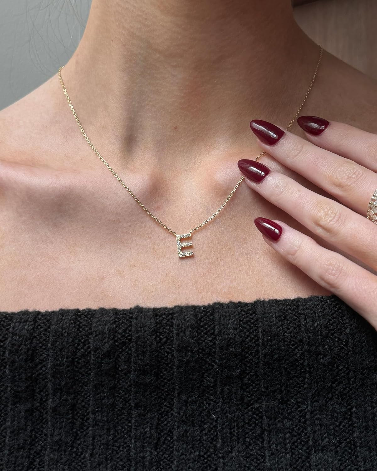 14K White Gold Plated Cubic Zirconia Initial Necklace | Letter Dainty Necklaces for Women