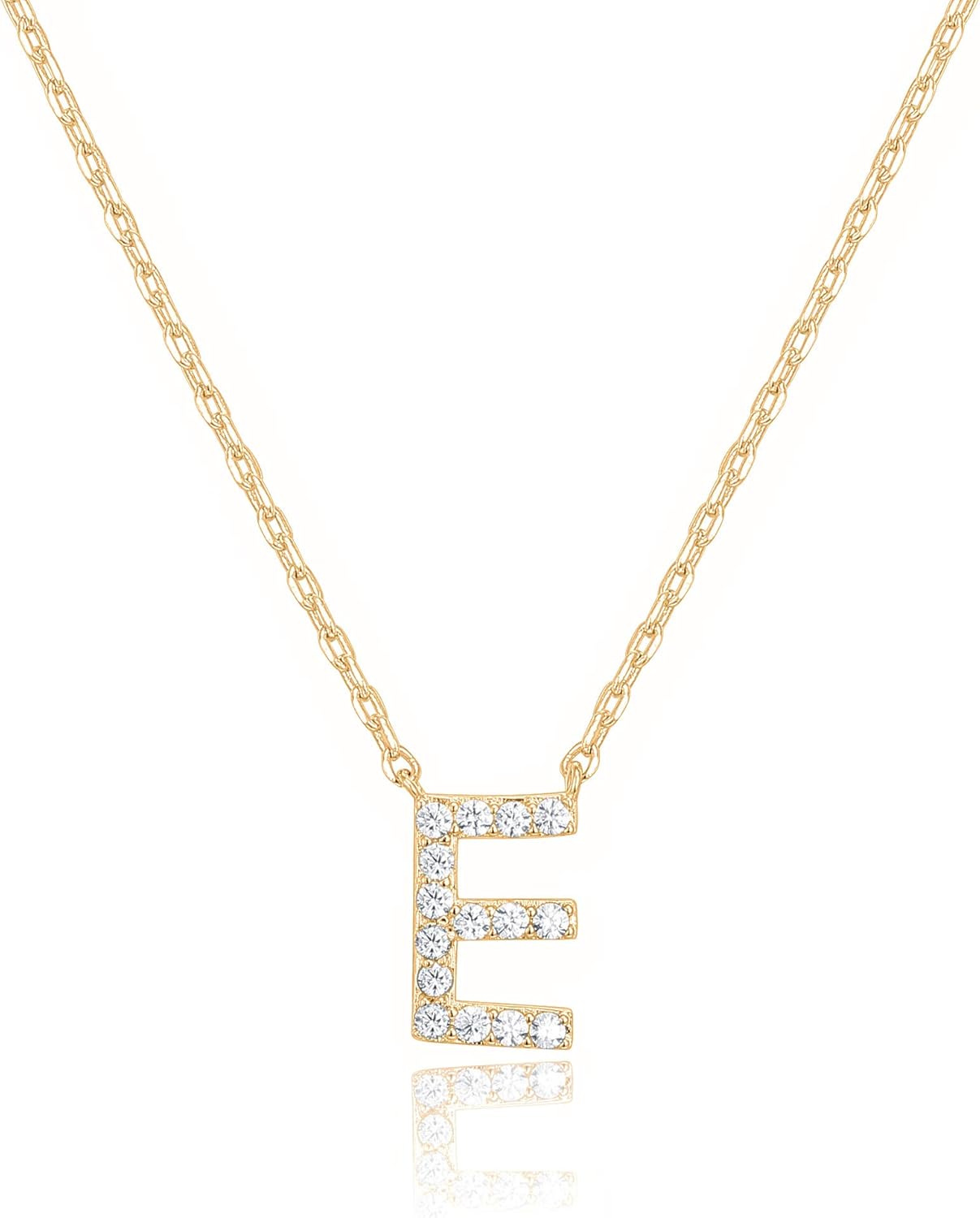14K White Gold Plated Cubic Zirconia Initial Necklace | Letter Dainty Necklaces for Women