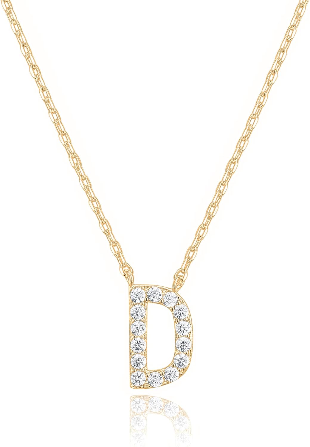 14K White Gold Plated Cubic Zirconia Initial Necklace | Letter Dainty Necklaces for Women