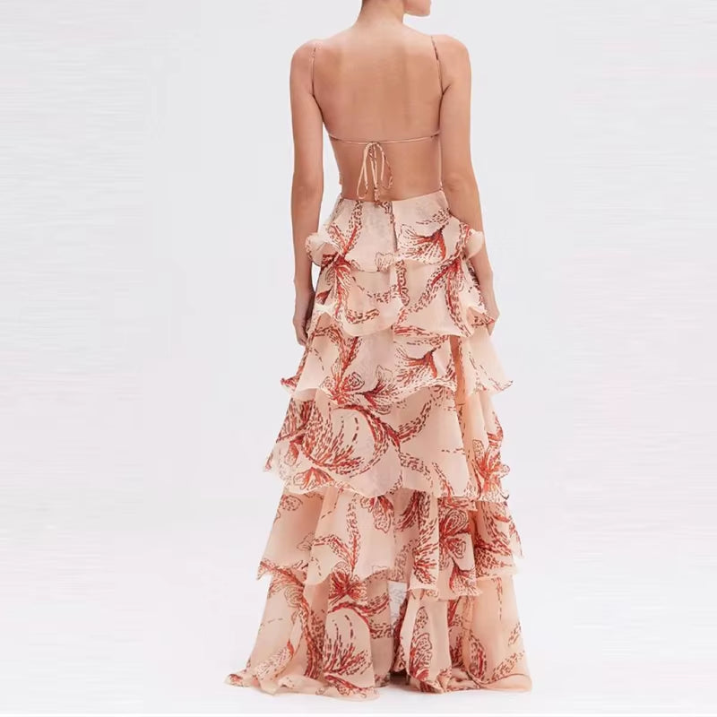 Aurora Bohemian Butterfly Tie-Back Maxi Dress