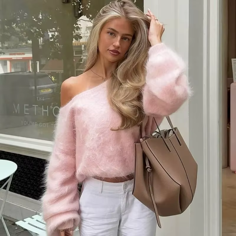 Luxe Fuzzy Off-Shoulder Sweater