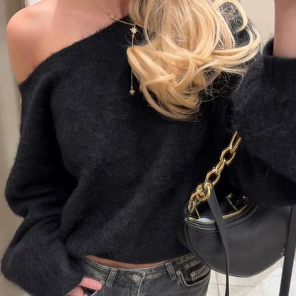 Luxe Fuzzy Off-Shoulder Sweater