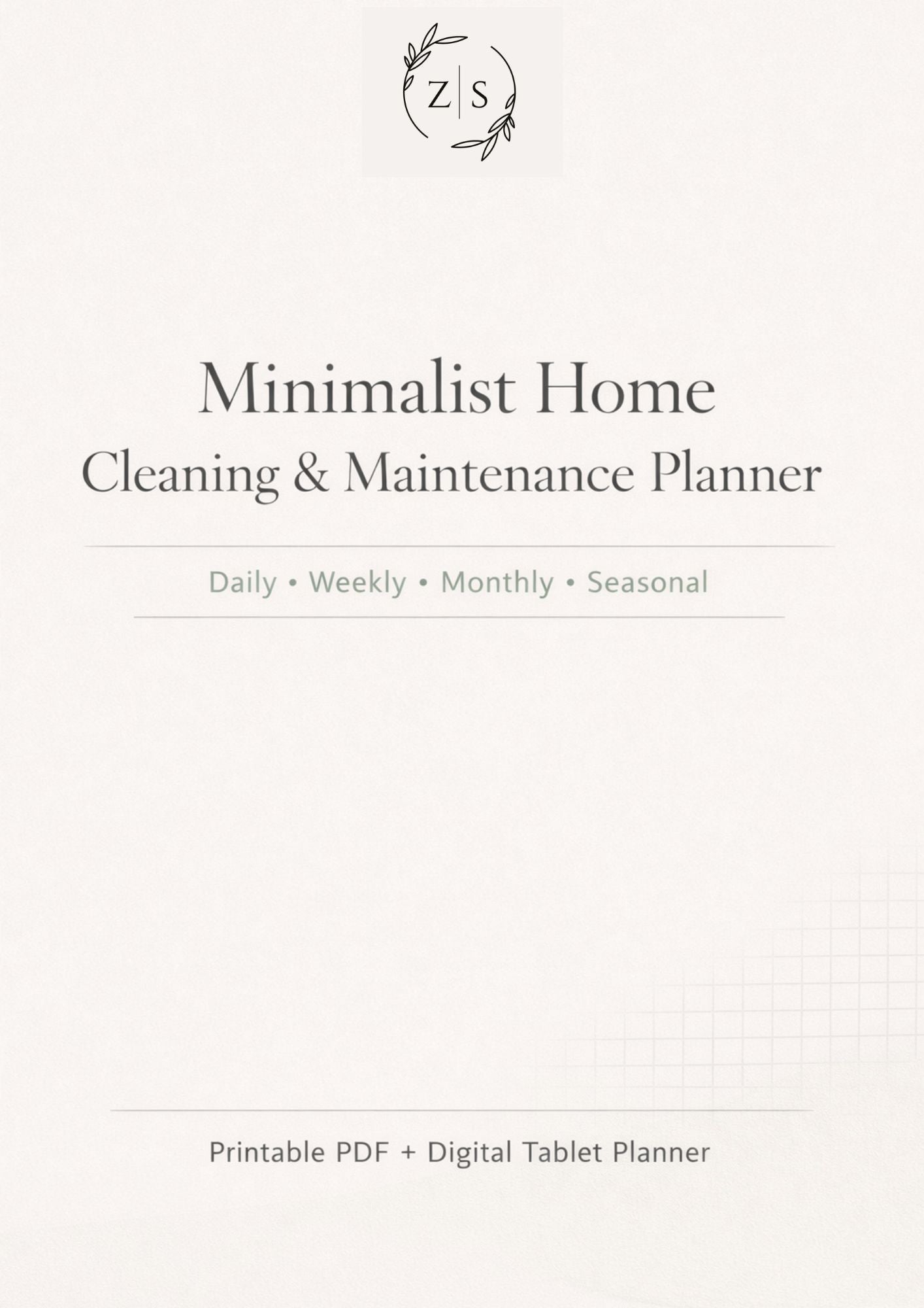 Minimalist Home Cleaning & Maintenance Planner