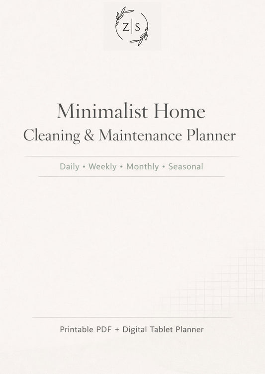Minimalist Home Cleaning & Maintenance Planner