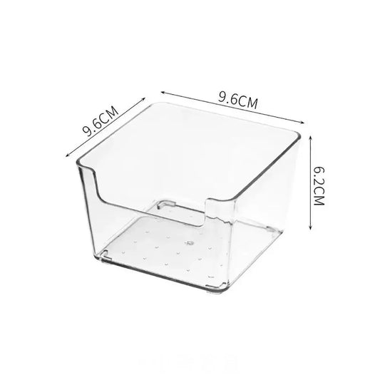 Drawer Organizer Bin (Clear Stackable Fruit, Food, Book, Cosmetics, Jewelry) - Transparent Fridge Storage Bin Containers