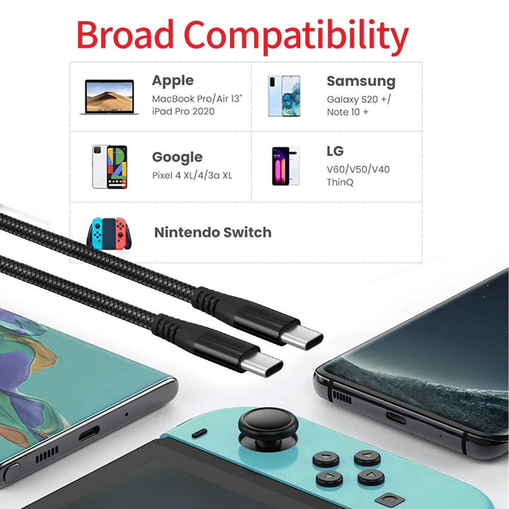 Experience Lightning-Fast Charging with the 60W USB C to USB Type C Cable - Perfect for MacBook, Samsung, Xiaomi, and Huawei (1M/2M/3M Options)