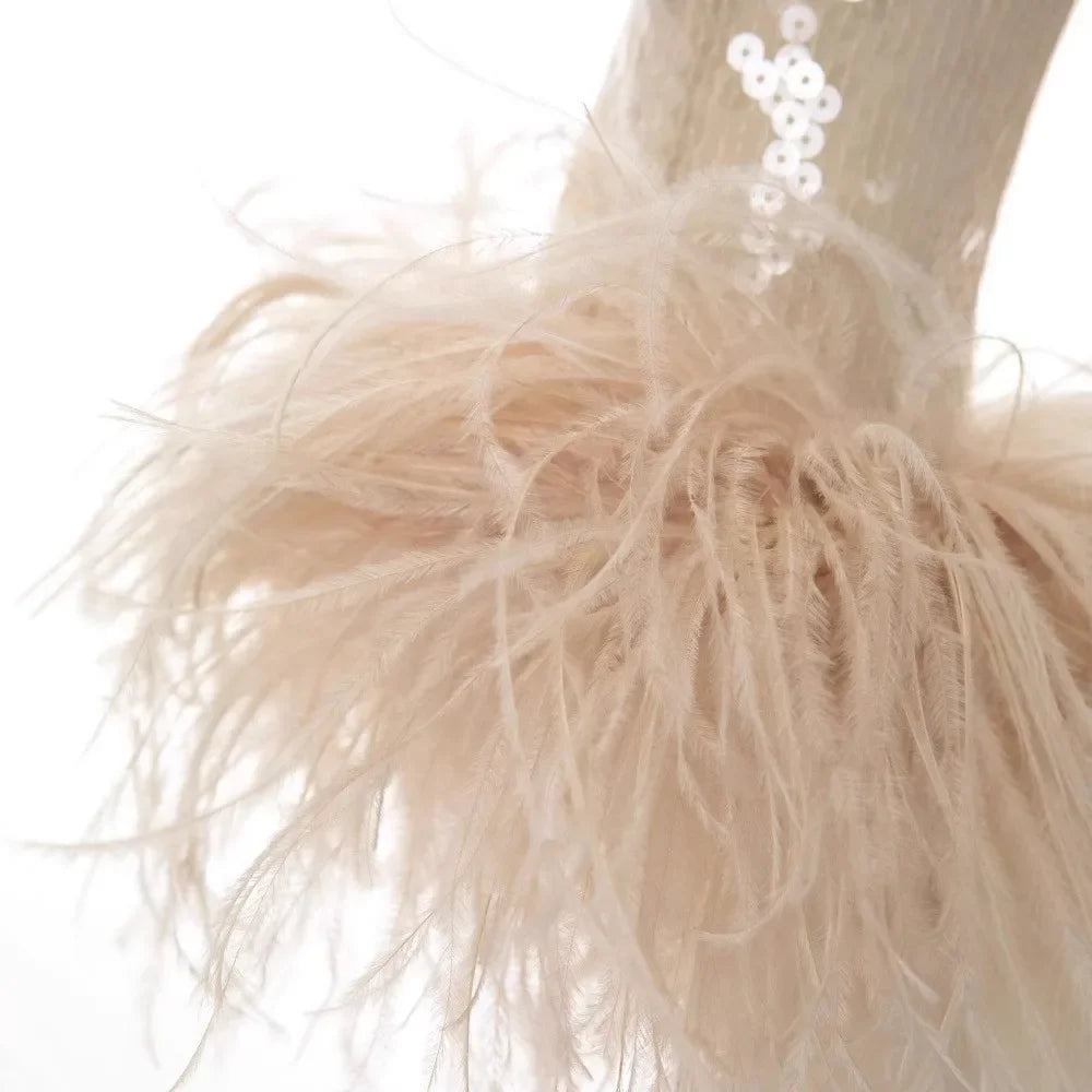 Celeste Feather-Cuff Embellished Long Sleeve Top